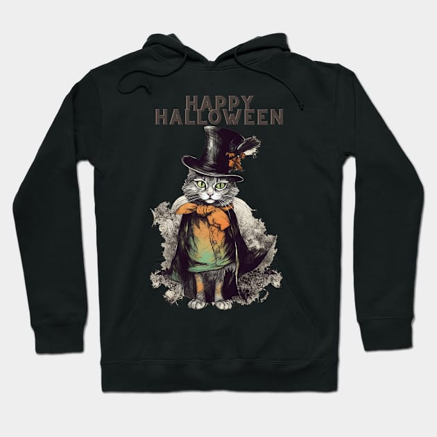 cute cat happy halloween Hoodie by Tees of Joy